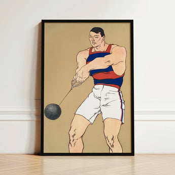 Black-framed Artwork Muscular Man Blue Red Striped Tank Penfield Painted Strength, Edward Art, Picture’s Spine