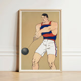 Framed Illustration Muscular Athlete Red Blue Striped Tank Penfield Painted Strength, Edward Art, Picture’s Spine