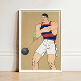 Framed Illustration Muscular Man Red Blue Striped Athletic Penfield Painted Strength, Edward Art, Picture’s Spine