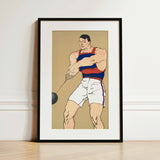 Hammer Throw - Edward Penfield Art Print / Canvas Prints Black-framed Art Print Stylized Illustration Athletic Man Red Penfield Painted