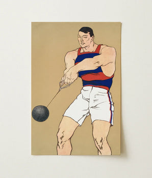 Stylized Illustration Muscular Athlete Blue Red Tank White Penfield Painted Strength, Edward Art, Picture’s Spine