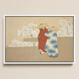 Hanami Season - Kamisaka Sekka Art Print / Canvas Framed Japanese-style Artwork Two Figures Traditional Attire Red Sekka’s, Meiji Era Rinpa