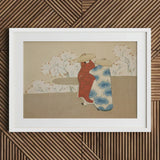 Hanami Season - Kamisaka Sekka Art Print / Canvas Framed Japanese Woodblock Two Figures Traditional Attire Sekka’s, Meiji Era Rinpa