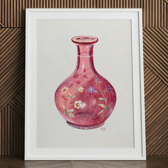 Hand Painted Carafe - Ralph Atkinson Art Print / Canvas Delicate Pink Glass Vase Intricate Floral Patterns Subtle Hand-painted, Atkinson’s