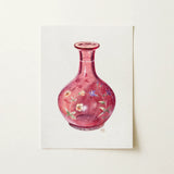 Hand Painted Carafe - Ralph Atkinson Art Print / Canvas Delicate Pink Glass Vase Intricate Floral Patterns Subtle Hand-painted, Atkinson’s