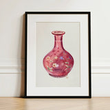 Hand Painted Carafe - Ralph Atkinson Art Print / Canvas Delicate Watercolor Illustration Translucent Pink Vase Adorned Intricate