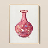 Hand Painted Carafe - Ralph Atkinson Art Print / Canvas Translucent Crimson Glass Vase Adorned Delicate Floral Patterns Hand-painted,