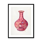 Hand Painted Carafe - Ralph Atkinson Art Print, Pink Glass Vase Delicate Floral Decorations Painted