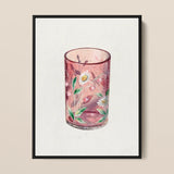Hand Painted Glass - Ralph Atkinson Art Print / Canvas Delicate Pink Candle Holder Adorned Hand-painted White, Decorative, Bygone Era Prints