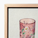 Hand Painted Glass - Ralph Atkinson Art Print / Canvas Delicate Pink Vase Crackled Texture Adorned Hand-painted, Decorative, Bygone Era