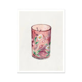 Hand Painted Glass - Ralph Atkinson Art Print / Canvas Pink Glass Tumbler Floral Decorative Pattern Hand-painted Art, Ralph Atkinson