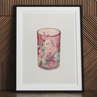 Hand Painted Glass - Ralph Atkinson Art Print, Framed Artwork Pink Glass Floral Designs Painted