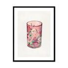 Hand Painted Glass - Ralph Atkinson Art Print, Pink Glass Tumbler Floral Decorative Pattern