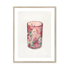 Hand Painted Glass - Ralph Atkinson Art Print, Pink Glass Tumbler Painted Floral Designs