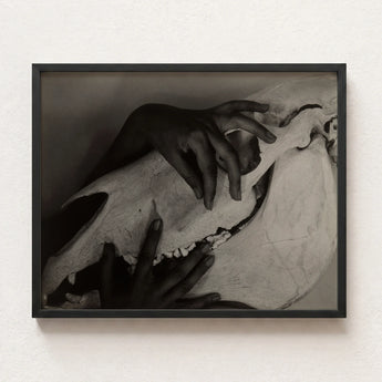 Black-framed Black-and-white Photographic Print Hand Gently Skull Alfred Stieglitz’s Haunting Hands, Horse Photograph, Stieglitz Art