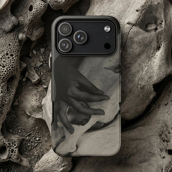 Hands and Horse Skull - Alfred Stieglitz Phone Case Black Phone Case Monochrome Illustration Hands Gently Bone Horse Skull, Iphone