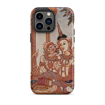 Hanuman & Maiden - Custodia per iPhone del Ramayana thailandese, 14 Pro Max / Opaca, Custodie per telefoni cellulari, Toby Leon