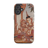Hanuman & Maiden - Custodia per iPhone del Ramayana thailandese, 16 Plus / Opaca, Custodie per telefoni cellulari, Toby Leon