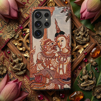 Hanuman & Maiden - Thai Ramayana Phone Case Phone Case Intricate Traditional Thai-inspired Artwork Woman Mythical Ramayana Iphone Case,
