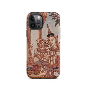 Hanuman & Maiden - Thai Ramayana Phone Case Iphone 12 Pro / Matte Phone Case Thai Art Ramayana Iphone Case, Twilight Realm Caught,