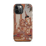Hanuman & Maiden - Thai Ramayana Phone Case Iphone 12 Pro Max / Matte Ornate Phone Case Thai Art Ramayana Iphone Case, Twilight Realm