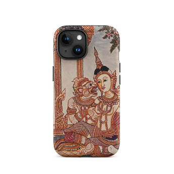 Hanuman & Maiden - Thai Ramayana Phone Case Iphone 15 / Matte Phone Case Thai Art Ramayana Iphone Case, Twilight Realm Caught,