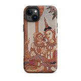 Hanuman & Maiden - Thai Ramayana Phone Case Iphone 15 Plus / Matte Iphone Case Thai Art Ramayana Case, Twilight Realm Caught,