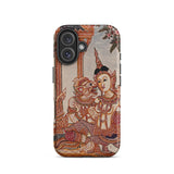Hanuman & Maiden - Thai Ramayana Phone Case Iphone 16 / Matte Phone Case Thai Art Ramayana Iphone Case, Twilight Realm Caught,