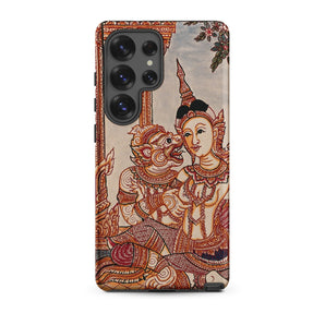 Hanuman & Maiden - Thai Ramayana Samsung Case, Galaxy S25 Ultra / Matte, Smartphone Case Traditional Thai-style Illustration Two Figures