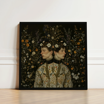 Harold & Claude - Netherlandish Gay Twins Art Print / Canvas Black-framed Surreal Portrait Two Figures Surrounded, Prints