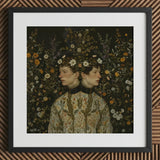 Harold & Claude - Netherlandish Gay Twins Art Print / Canvas Black-framed Dual Portrait Figures Floral Attire, Prints