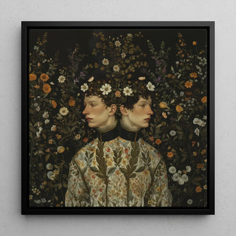 Harold & Claude - Netherlandish Gay Twins Art Print / Canvas Black-framed Square Two Figures Floral Attire, Prints