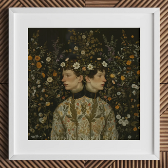 Harold & Claude - Netherlandish Gay Twins Art Print / Canvas White Framed Art Print Double Portrait Two Figures Netherlandish Gay Twins,