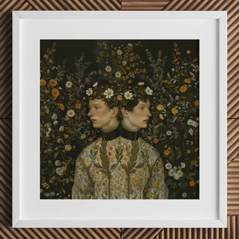 Harold & Claude - Netherlandish Gay Twins Art Print / Canvas White Framed Double Portrait Two Figures, Prints