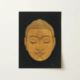 Head of Buddha - Reijer Stolk Graphic Art Print / Canvas Golden Face Black, Woodcut, Invites Prints
