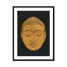 Head of Buddha - Reijer Stolk Graphic Art Print, Golden Buddha Head Closed Eyes Serene Expression Minimalist