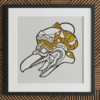 Head of Garuda - Reijer Stolk Graphic Art Print / Canvas Framed Artwork Stylized Ornate Skull Gold White Stolk’s, Woodcut, Prints