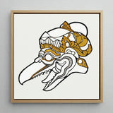 Head of Garuda - Reijer Stolk Graphic Art Print / Canvas Framed Artwork Stylized Ornate Skull Gold White Stolk’s, Woodcut, Prints