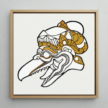 Head of Garuda - Reijer Stolk Graphic Art Print / Canvas Framed Artwork Stylized Ornate Skull Gold White Stolk’s, Woodcut, Prints