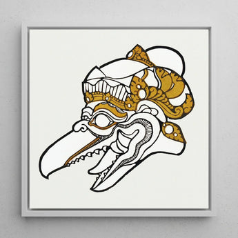 Head of Garuda - Reijer Stolk Graphic Art Print / Canvas Framed Artwork Stylized Ornate Skull Gold White Stolk’s, Woodcut, Prints