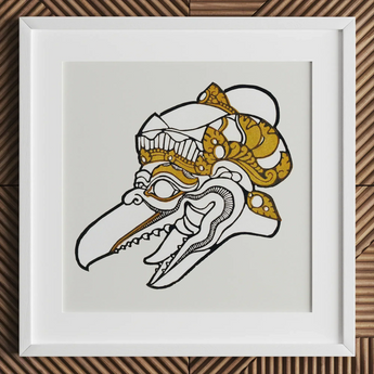 Head of Garuda - Reijer Stolk Graphic Art Print / Canvas Framed Illustration Stylized Skull Adorned Ornate Gold White Reijer Stolk’s Head,