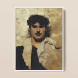 Head of a Male Model - John Singer Sargent Art Print / Canvas, 12x16’’ / 31x41cm / White Frame, Posters Prints & Visual Artwork, Toby Leon