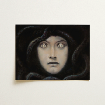 Hauntingly Detailed Oil Painting Pale Face Wide Luminous Franz Von Stuck, Haupt Der Medusa, Means, Lets, Snake Hair Cover, Art
