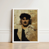 Head of a Male Model - John Singer Sargent Art Print / Canvas Framed Portrait Man Dark Curly Hair Mustache Rendered, Gay, Prints