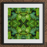 Just the Headlines - Trippy Fractal Leaf Art Print / Canvas, 12x12’’ / 31x31cm / Black Frame / Matboard, Posters Prints & Visual Artwork,