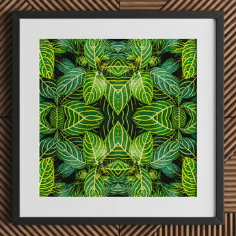 Just the Headlines - Trippy Fractal Leaf Art Print / Canvas, 12x12’’ / 31x31cm / Black Frame / Matboard, Posters Prints & Visual Artwork,