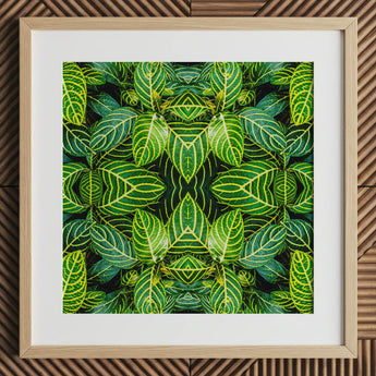 Just the Headlines - Trippy Fractal Leaf Art Print / Canvas, 12x12’’ / 31x31cm / Natural Frame / Matboard, Posters Prints & Visual Artwork,