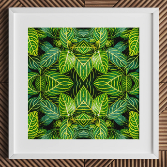 Just the Headlines - Trippy Fractal Leaf Art Print / Canvas, 12x12’’ / 31x31cm / White Frame / Matboard, Posters Prints & Visual Artwork,