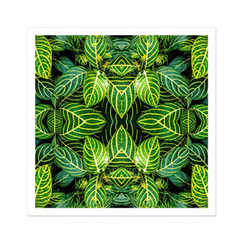 Just the Headlines - Trippy Fractal Leaf Art Print / Canvas Kaleidoscopic Pattern Vibrant Green Tropical Leaves Yellow, Verdant Vortex