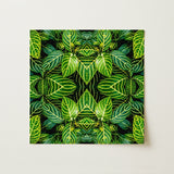 Just the Headlines - Trippy Fractal Leaf Art Print / Canvas Square Symmetrical Kaleidoscopic Pattern Vibrant Green, Verdant Vortex Prints